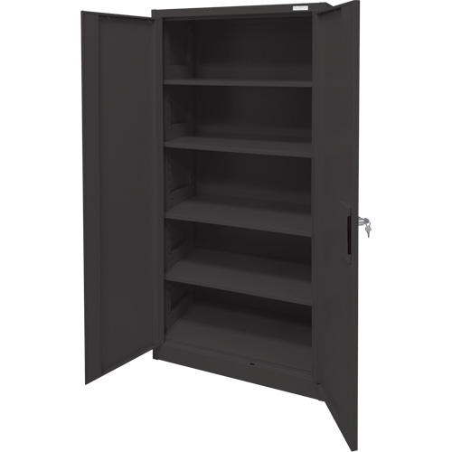 Storage Cabinet, Steel, 4 Shelves, 78" H x 36" W x 24" D, Black Ottawa Fastener Supply