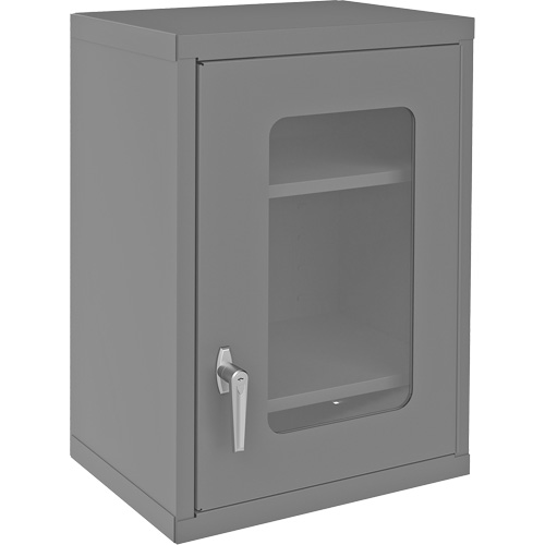 Wall-Mountable Storage Cabinet with Clearview Doors, 26-15/16" H x 18-1/8" W x 13-11/16" D, 2 Shelves, Steel, Grey Ottawa Fastener Supply