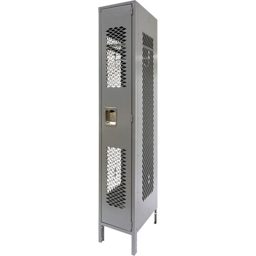 Vented Lockers, 12" x 18" x 78", Steel, Grey, Knocked Down, Perforated Ottawa Fastener Supply