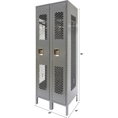 Casiers ventil&eacute;s, Bloc de 2, 24" x 18" x 78", Acier, Gris, D&eacute;mont&eacute;, Perfor&eacute; Ottawa Fastener Supply