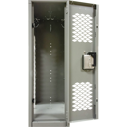 Vented Lockers, 2 -tier, Bank of 2, 24" x 18" x 78", Steel, Grey, Knocked Down, Perforated Ottawa Fastener Supply