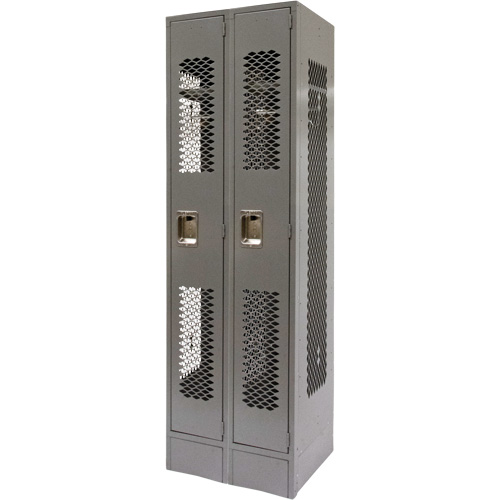 Vented Lockers, Bank of 2, 24" x 18" x 78", Steel, Grey, Knocked Down, Perforated Ottawa Fastener Supply