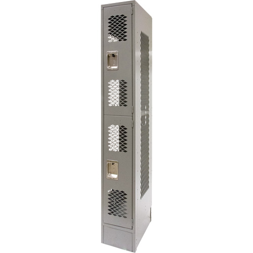 Vented Lockers, 2 -tier, 12" x 18" x 78", Steel, Grey, Knocked Down, Perforated Ottawa Fastener Supply