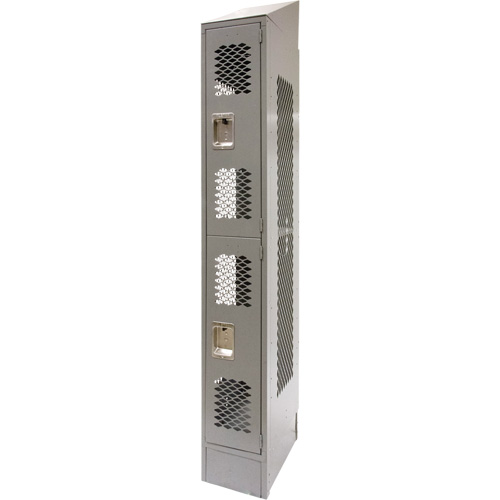 Vented Lockers, 2 -tier, 12" x 18" x 88", Steel, Grey, Knocked Down, Perforated Ottawa Fastener Supply