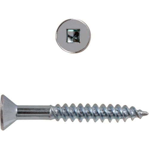 Flat Head Square Drive Wood Screws, #8 x 2-1/2" L, Zinc Plated Ottawa Fastener Supply