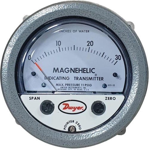 605 Series Magnehelic&reg; Differential Pressure Gauge & Indicating Transmitter, 4" , 0 - 30 in. w.c., Panel Mount, Analogue Ottawa Fastener Supply