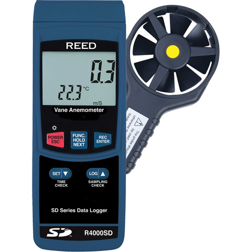 Thermo-Anemometer, Data Logging, 0.4 to 30.0 m/sec Air Velocity Range Ottawa Fastener Supply