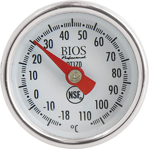 Thermom&egrave;tre &agrave; cadran 1 po/2,5 cm °C seulement avec manchon d'&eacute;talonnage, Contact, Analogique, 0,4-230°F (-18-110°C) Ottawa Fastener Supply