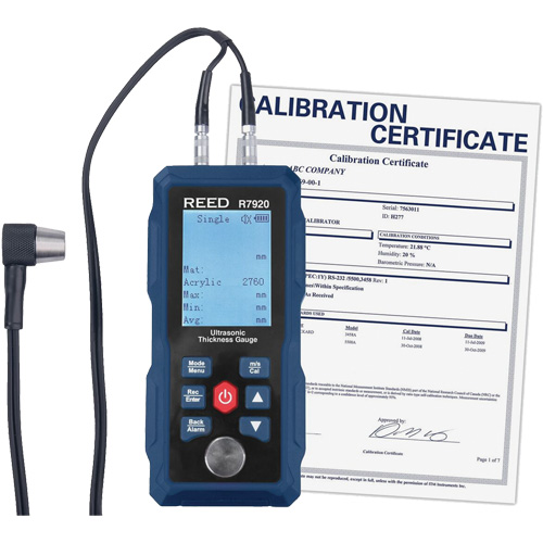 Thickness Gauge with Calibration Certificate, Digital Display, Ultrasound, 0.04" - 11.8" (1 mm - 300 mm) Range Ottawa Fastener Supply