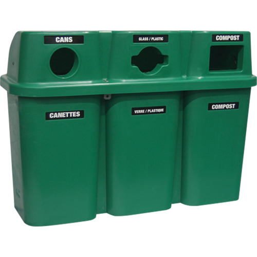 Contenants de recyclage Bullseye, Bord de rue, Plastique, 3 x 22 gal. US Ottawa Fastener Supply