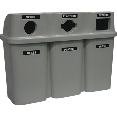 Contenants de recyclage Bullseye, Bord de rue, Plastique, 3 x 22 gal. US Ottawa Fastener Supply