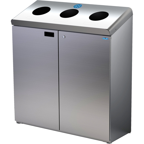Floor Standing Recycling Station, Bulk, Stainless Steel, 42 gal. Ottawa Fastener Supply