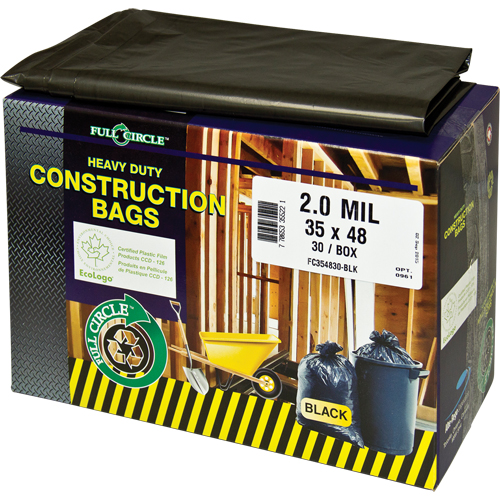 Contractor Liners, Strong, 30" W x 48" L, 2 mils, Black, 121.13 L (32 Gal.) Capacity Ottawa Fastener Supply