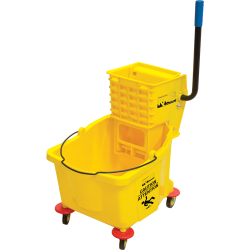 Mop Bucket and Wringer, Side Press, 9.5 US Gal.(38 Quart), Yellow Ottawa Fastener Supply