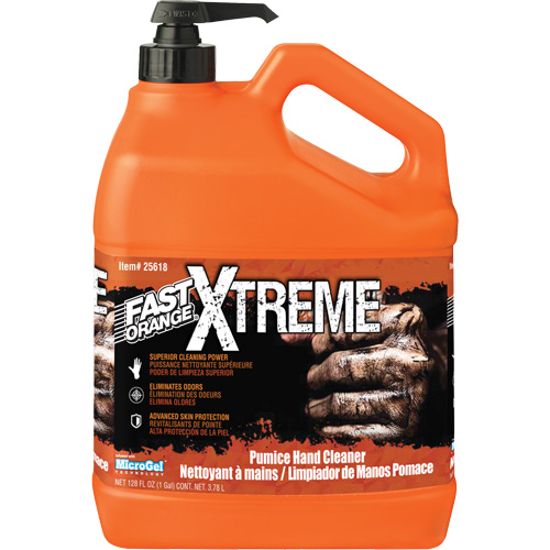Nettoyant professionnel pour les mains Xtreme, Pierre ponce, 3,78 L, Bouteille &agrave; pompe, Orange Ottawa Fastener Supply