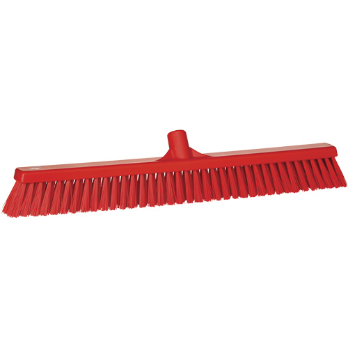 Combo Bristle Push Broom, Coarse/Fine Bristles, 24-1/2", Polyester, Red Ottawa Fastener Supply