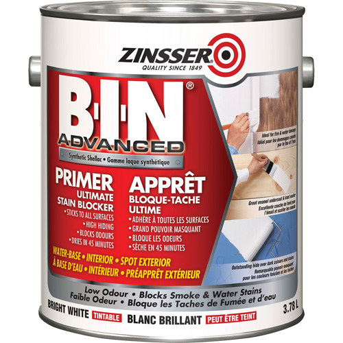 Appr&ecirc;t avanc&eacute; &agrave; base de gomme-laque synth&eacute;tique B-I-N, 3,78 L, Gallon, Blanc brillant teintable Ottawa Fastener Supply