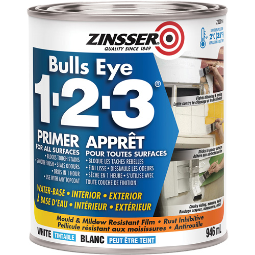 Bulls Eye 1-2-3&reg; Water-Base Primer, 946 ml, Can, White Ottawa Fastener Supply