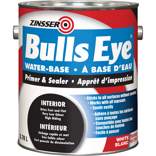 Bulls Eye&reg; Water Based Primer, 3.78 L, Gallon, White Ottawa Fastener Supply