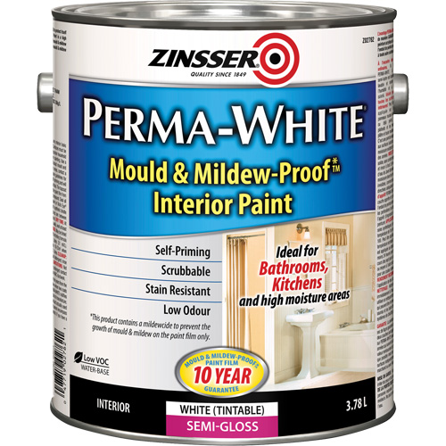 Perma-White&reg; Mold & Mildew-Proof Interior Paint, 3.78 L, Gallon, White Ottawa Fastener Supply