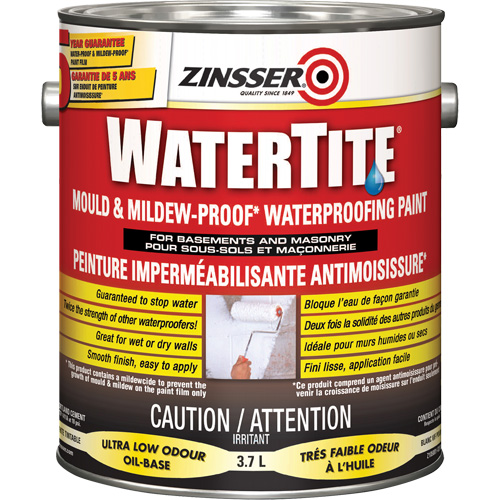 Peinture &agrave; l'&eacute;preuve de l'eau Watertite Mold & Mildew-Proof, Blanc, Satin&eacute;, 3,78 L, Gallon Ottawa Fastener Supply
