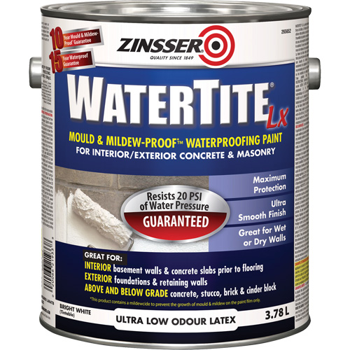 Watertite&reg; LX Mold & Mildew-Proof Waterproofing Paint, 3.78 L, Gallon, White Ottawa Fastener Supply