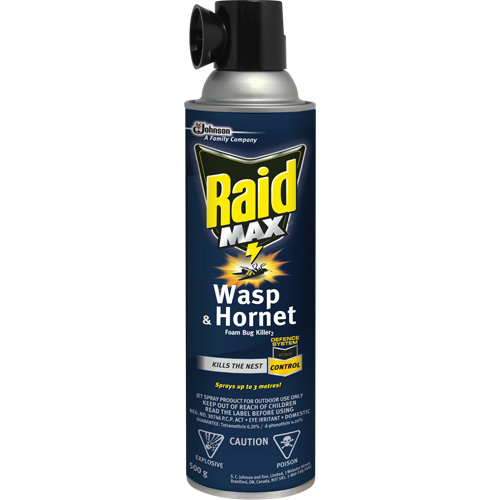 Raid&reg; Max&reg; Wasp & Hornet Foam Bug Killer, 500 g, Aerosol Can, Solvent Base Ottawa Fastener Supply
