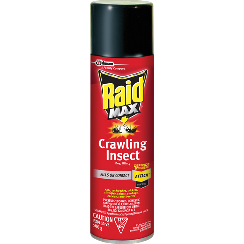Raid&reg; Max&reg; Crawling Insect Bug Killer, 500 g, Aerosol Can, Solvent Base Ottawa Fastener Supply