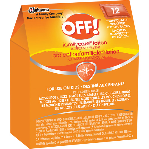 OFF! FamilyCare&reg; Insect Repellent, 7.5% DEET, Lotion, 6 g Ottawa Fastener Supply
