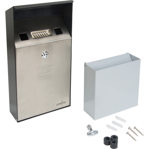 Smoking Receptacle, Wall-Mount, Stainless Steel, 1 Litre Capacity, 11-4/5" Height Ottawa Fastener Supply