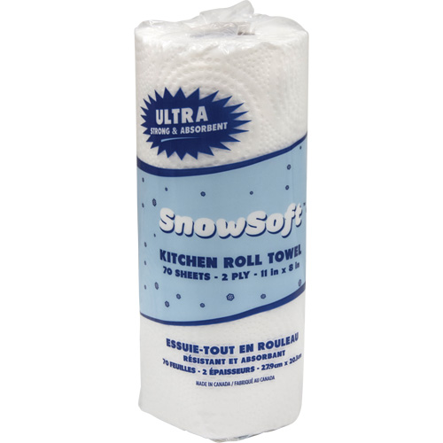 Essuie-tout pour cuisines de premi&egrave;re qualit&eacute; Snow Soft, 2 Pli, 70 Feuilles/rouleau, 8" la, 11" lo Ottawa Fastener Supply
