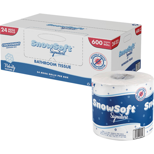 Snow Soft Premium Toilet Paper, 2 Ply, 600 Sheets/Roll, 145' Length, White Ottawa Fastener Supply