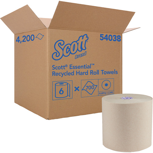 Essential 100% Recycled Brown Hard Roll Towels, 1 Ply, Standard, 700' L Ottawa Fastener Supply