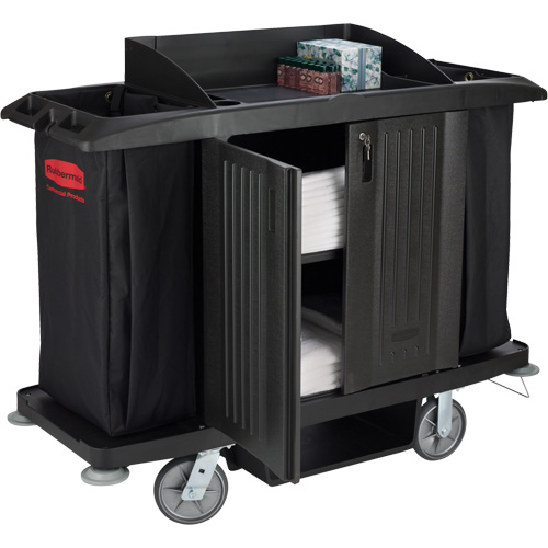 Executive Full-Size Housekeeping Cart with Doors Ottawa Fastener Supply