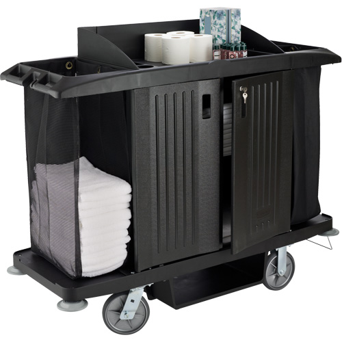 Executive Full-Size Housekeeping Cart with Doors Ottawa Fastener Supply