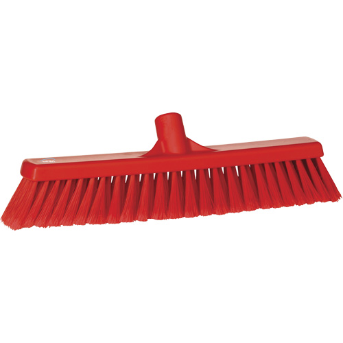 Fine Particle Push Broom, Fine/Split Bristles, 16-1/4", Polypropylene, Red Ottawa Fastener Supply