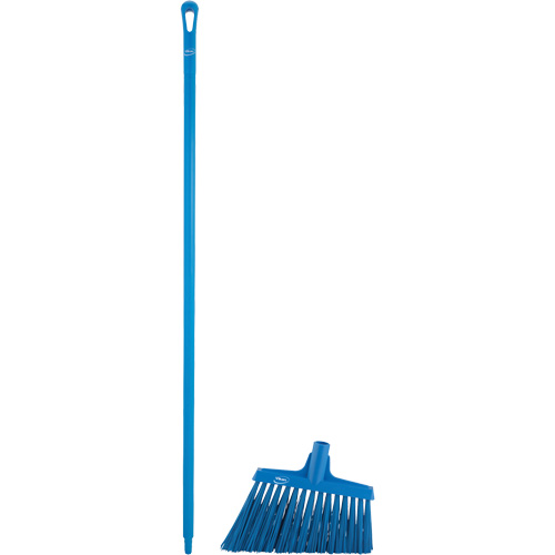 Angle Broom Head with Handle, X-Coarse Bristles, 12", Polyester, Blue Ottawa Fastener Supply