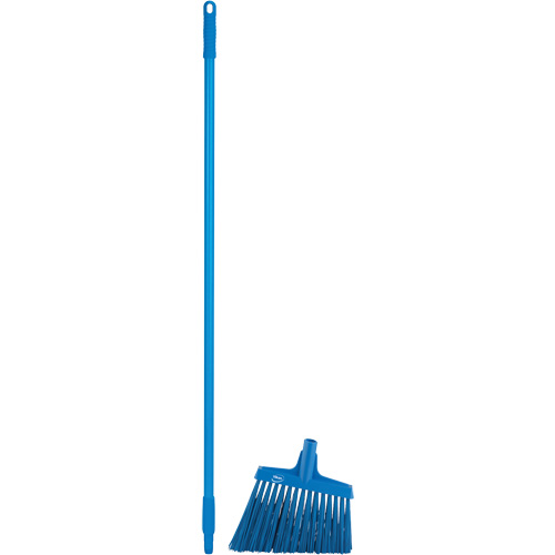 Angle Broom Head with Handle, X-Coarse Bristles, 12", Polyester, Blue Ottawa Fastener Supply