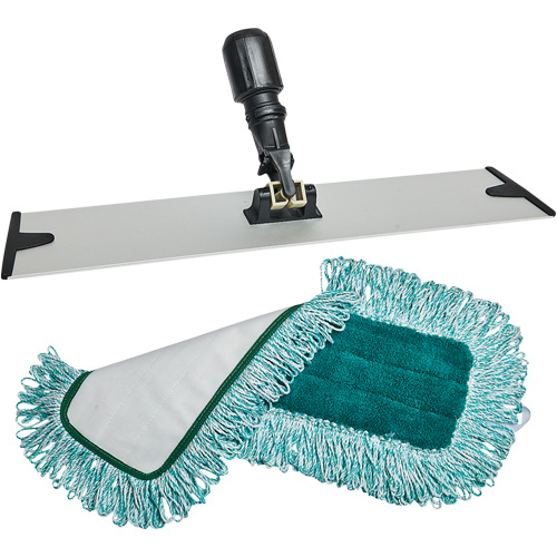 Dust Mop Pad & Frame, Hook and Loop Style, Polyester, 18" L x 5-3/4" W Ottawa Fastener Supply