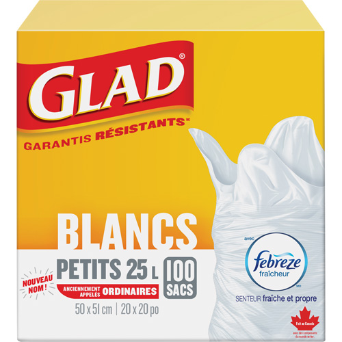 Small 25L Febreze Garbage Bags, Regular, 20" W x 20" L, White Ottawa Fastener Supply