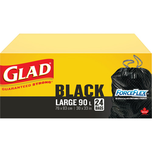 90L Garbage Bags, Regular, 30" W x 33" L, Black Ottawa Fastener Supply