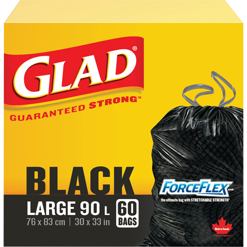 90L Garbage Bags, Regular, 30" W x 33" L, Black Ottawa Fastener Supply