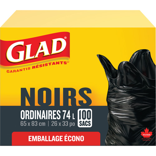 74L Garbage Bags, Regular, 26" W x 33" L, Black Ottawa Fastener Supply