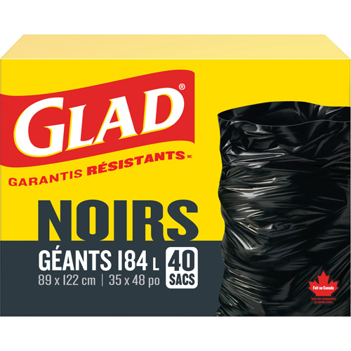 184L Garbage Bags, Regular, 35" W x 48" L, Black Ottawa Fastener Supply