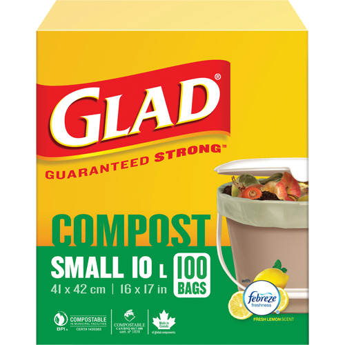 Small Compostable Bags, Regular, 17" L x 16" W, Brown, 10 L (3 Gal.) Capacity Ottawa Fastener Supply