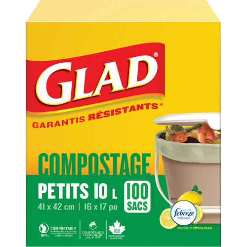 Small Compostable Bags, Regular, 17" L x 16" W, Brown, 10 L (3 Gal.) Capacity Ottawa Fastener Supply