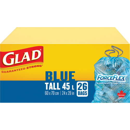 45L Recycling Bags, Regular, 24" W x 28" L, Blue Ottawa Fastener Supply