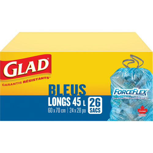 45L Recycling Bags, Regular, 24" W x 28" L, Blue Ottawa Fastener Supply