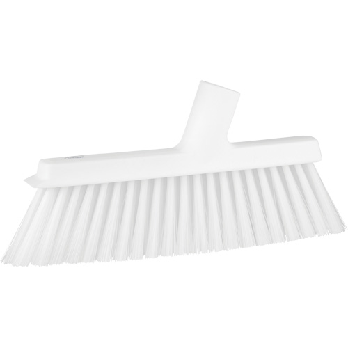 Dustpan Broom with Angled Thread, Medium Bristles, 10", Polyester, White Ottawa Fastener Supply