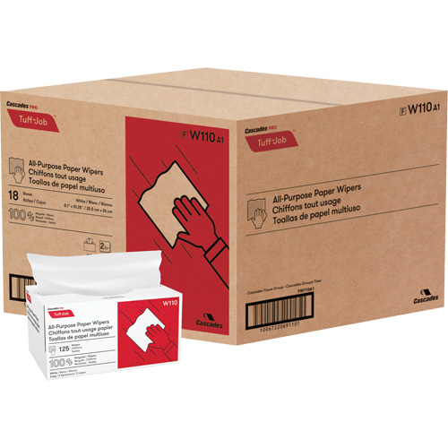 Pro Tuff-Job&reg; Single-Fold Pop-Up Paper Wipers, All-Purpose, 10-1/4" L x 8" W Ottawa Fastener Supply